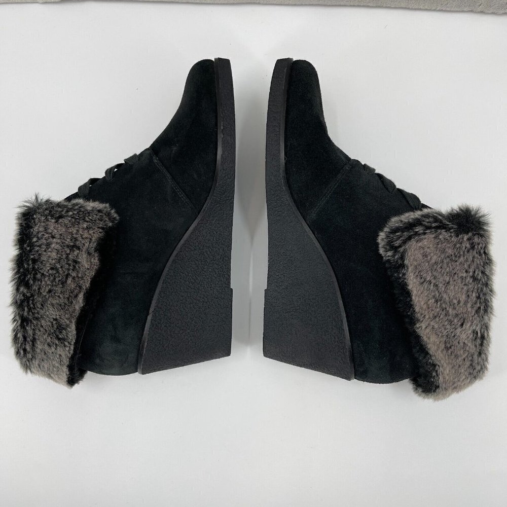 Cole Haan NWOB Coralie Wedge Bootie Ankle Boot Black Waterproof Suede - Picture 2 of 11